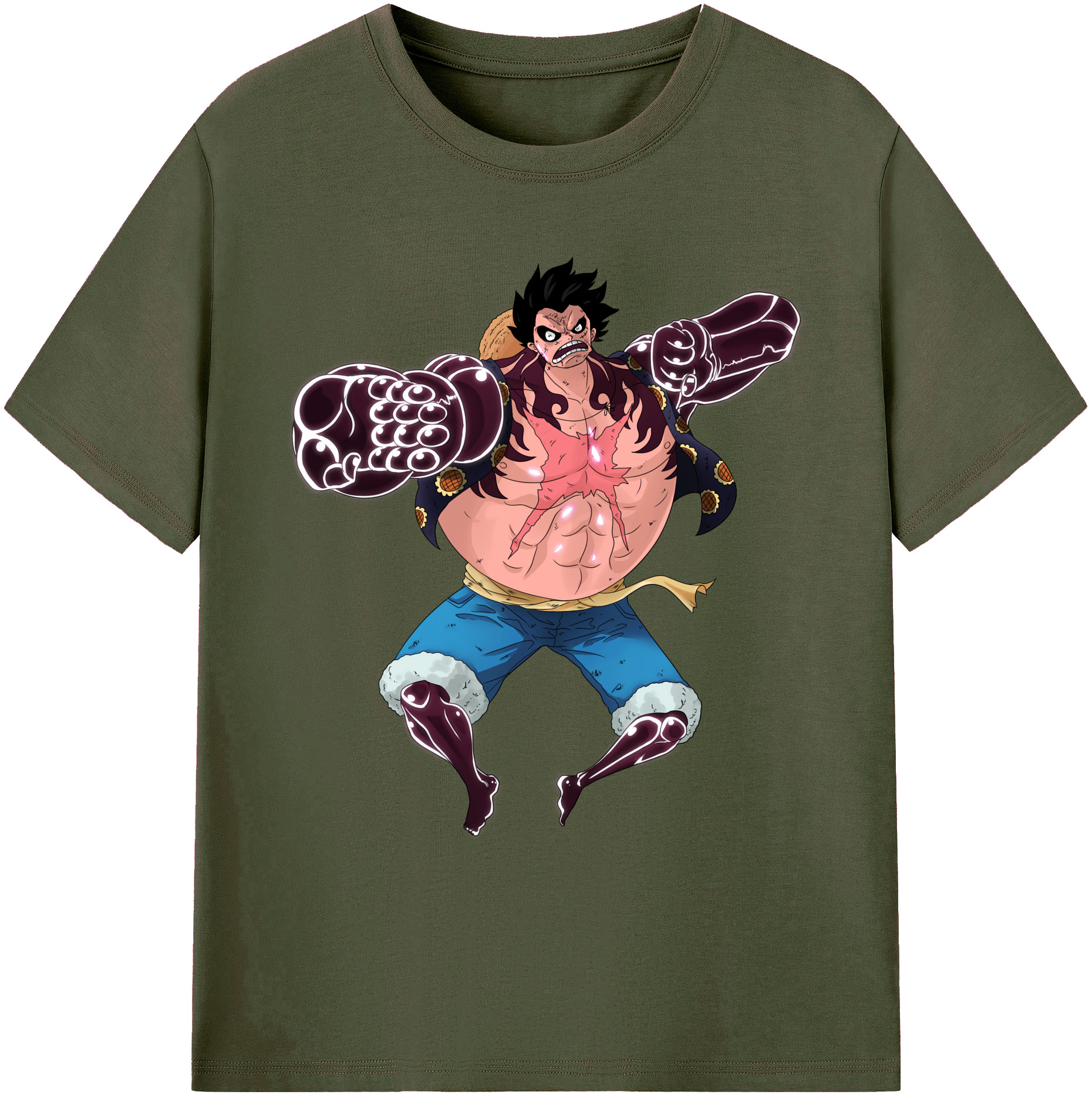 ワンピース モンキー・D・ルフィ ONE PIECE Monkey D. Luffy 綿100％ メンズ半袖Tシャツ｜肌触りやわらか＆通気性